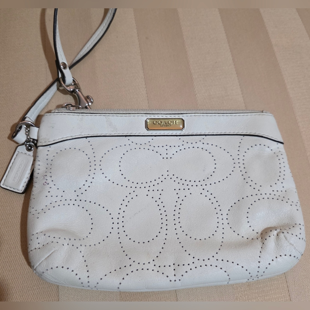Coach White Wristlet Clutch